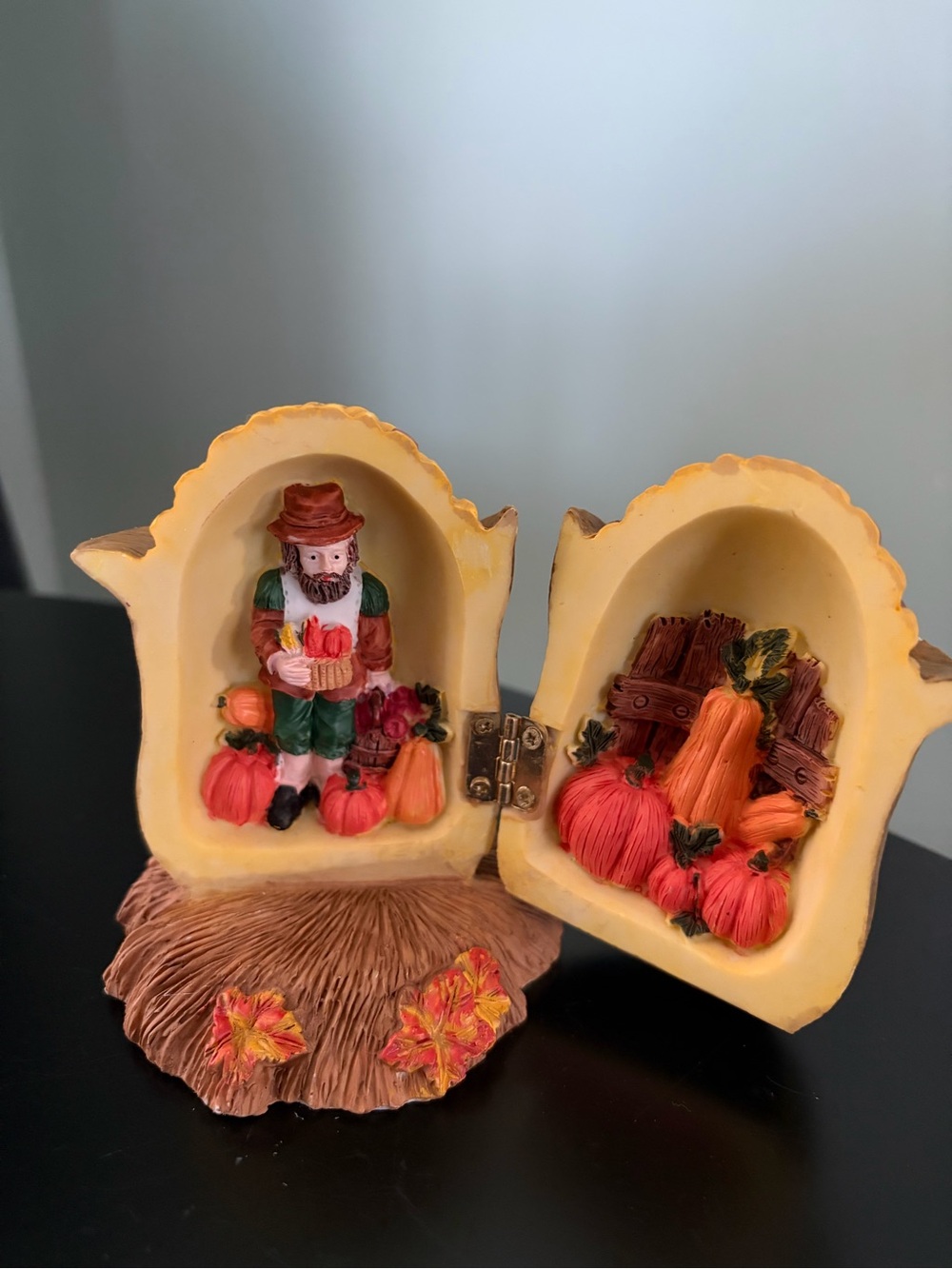 Vintage Harvest Corn Pilgrim Pumpkin Hinged Figurine Fall Autumn Decor